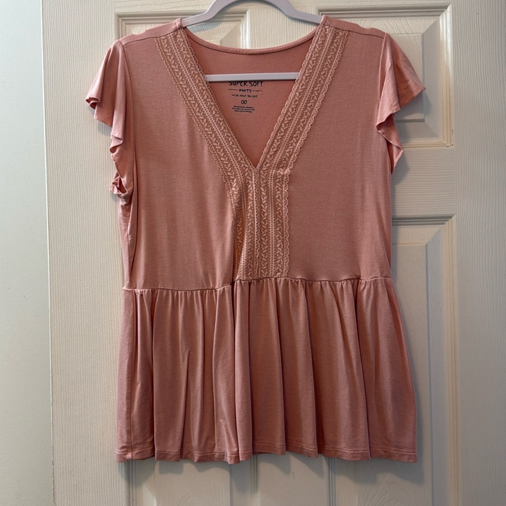 Torrid Babydoll Super Soft Lace Trim Top Size 00